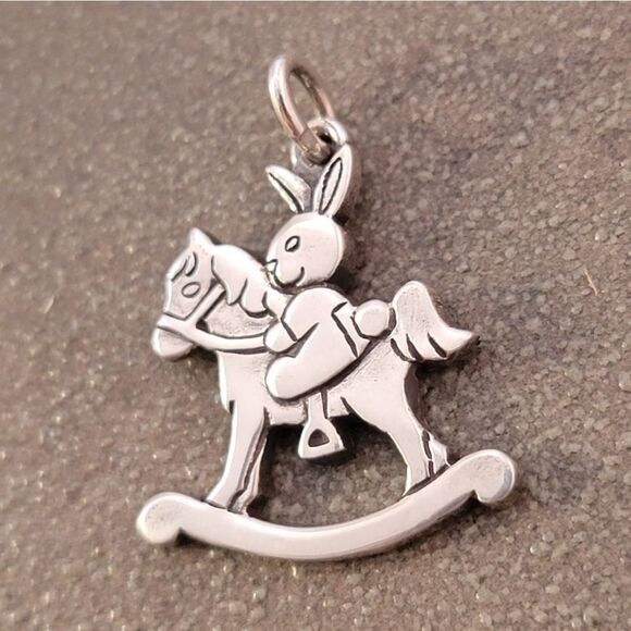 Very Rare Retired James Avery Sterling Bunny Rabbit Rocking Horse Charm - Picture 3 of 7